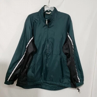 Pro Spirit Green/Black Nylon 1/2 zip Men's  Light windbreaker jacket Lined L - Image 1 of 4