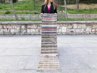 ALFOMBRA BOHO VINTAGE TRIBAL DISEÑO ART DECO LANA OUSHAK HECHA A MANO ALFOMBRA DE CORREDOR ANTIGUA Foto 1 de 4