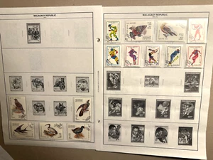Malagasy Rep group of 82 stamps on album pages + 6 loose 1970-1995 - Picture 1 of 6
