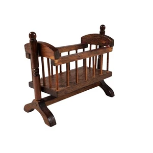 Miniatur Puppenhaus Schaukelwiege Krippe Holz 2 3/4" hoch Vintage - Bild 1 von 11