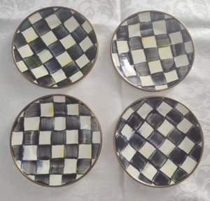 MacKenzie-Childs Emaille Courtly Check Emaille Untertasse Teller 5" Lot (4) - Bild 1 von 8