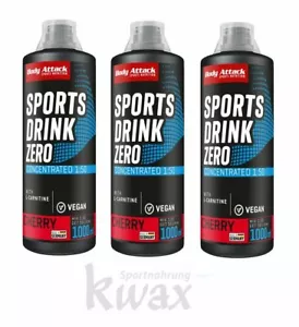 (EUR 12,73/L) 3er-Pack Body Attack Zero Sports Drink L-Carnitin 3 x 1000ml - Bild 1 von 1