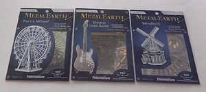Set of 3 Models Electric Lead Guitar & Ferris Wheel & Windmill by Metal Earth - Picture 1 of 4