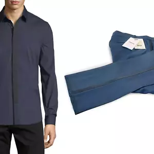 Theory Marlo G0771201 Blue Tuxedo Trousers Sullivan 1074507 Blue Shirt Set 0003 - Picture 1 of 13