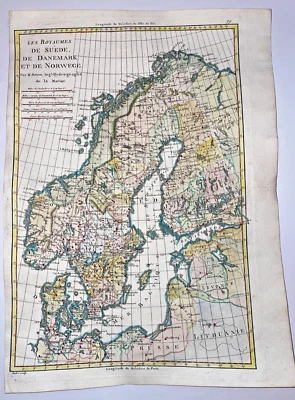 SCANDINAVIA 1780 RIGOBERT BONNE ANTIQUE MAP IN COLORS 18TH CENTURY - Image 1 of 4