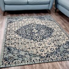 Blue and Grey Rug Vintage Rug Carpet Extra Large Small  Distressed Low Pile Mat