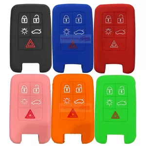 Fit Volvo V60 S60L S80L XC60 5 Button Remote Smart Key Fob Silicone Case Cover - Picture 1 of 21