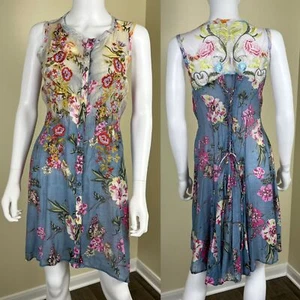 Mini Vestido Túnica Aratta Silent Journey Para Mujer Talla M Bordado Floral Con Cordones - Imagen 1 de 15
