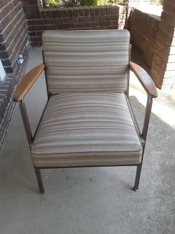 Mid Century Contemporary Stripe Frieze Upholstered Chair Cover