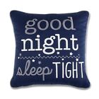 Wendy Bellissimo Blue White Good Night Sleep Tight Accent Pillow, Nursery Decor
