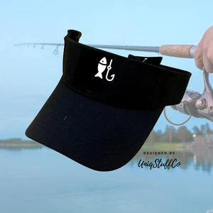Fishing Sun Visor - Sun Visor - Outdoor Sun Visor - Printed in USA -Fish & Hook - Picture 1 of 3