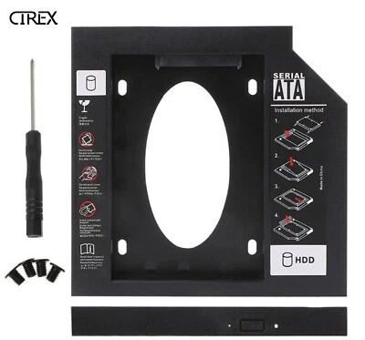 Second HDD Caddy 9.5/12.7mm 2.5" SATA Hard Drive Adapter Laptop CD/DVD-ROM Bay - Image 1 of 4