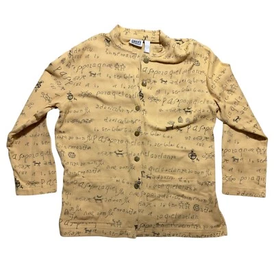 Chico's Jacket Women's 3 Brown Cotton Kachina Tribal Cave Drawing Shacket Button - Image 1 of 4