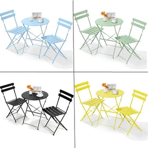 Faltbar Bistroset 3-tlg Stahl Balkonset Gartenmöbel Sitzgruppe Bistro Möbelset - Afbeelding 1 van 31