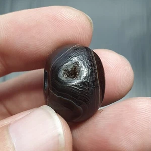 Vintage Himalayan Tibetan Natural Eye Druzy Crystle Agate Bead - Picture 1 of 17