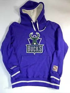 Milwaukee Bucks Mitchell & Ness Fleece Hoodie Embroidered Purple Size Small - Picture 1 of 13