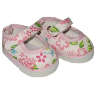 Rosa Blumen Canvas Mary Janes passt 18 Zoll American Girl Puppen - Bild 1 von 1