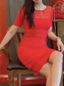 kookai Gorgeous red Midi Bodycon dress size 2 like new worn Twice - Picture 1 of 6