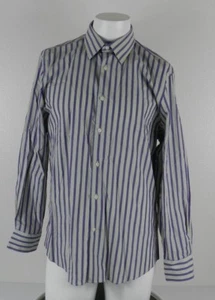 Perry Ellis Men's Size Medium Purple Green Shirt Striped Slim Fit Long Sleeve BF - Picture 1 of 6