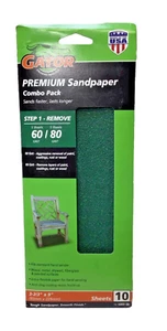 Gator 10-BLATT PREMIUM SCHLEIFPAPIER 60 & 80ER-Körnung 3-2/3"" x 9"" Hand- & Powerschleifen - Bild 1 von 4