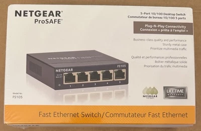 Netgear ProSafe fast ethernet switch FS105 NIB Sealed - Image 1 of 4