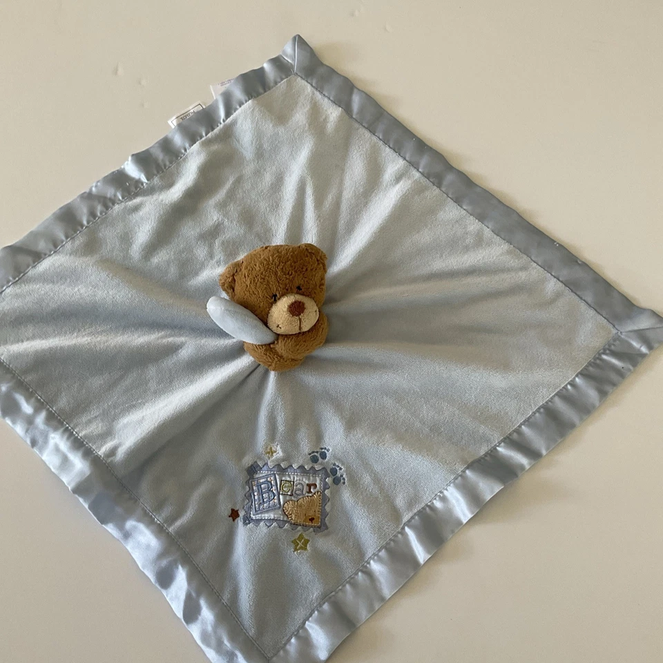 Baby Starters Blue Bear Lovey Manta de Seguridad Sonajero Satinado Marrón Peluche Juguete 18" Foto 1 de 4