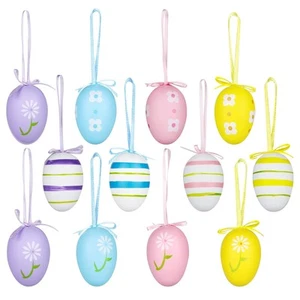 12Pcs Easter Decorations Eggs Hanging Ornaments Colorful for Easter Tree Bask... - Picture 1 of 7