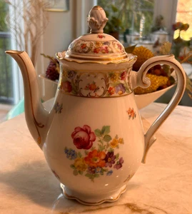 Schumann Bavaria Empress Dresden Flowers Coffee Pot: A BEAUTY! RL - Picture 1 of 14