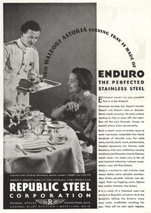 1934 Republic Steel: Waldorf Astoria Enduro Vintage Print Ad - Picture 1 of 1