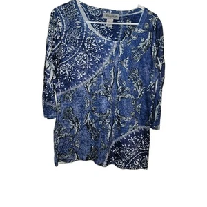 Top donna blu e bianco Paisley taglia grande di Closet full tie dye look maniche - Foto 1 di 11