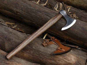 Wikingeraxt handgefertigte Kohlenstoffstahlklinge Tomahawk Axt mit Lederscheide BL-3409 - Bild 1 von 23