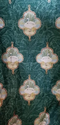 Osborne & Little LINDERHOF Fabric Swans 8 yds Green Background 1996 - Image 1 of 4