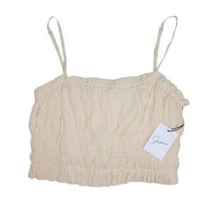 Japre Damen Größe Large bauchfreies Oberteil gelb gerafft Stretch Spaghettiträger - Bild 1 von 6