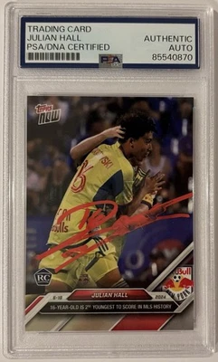 Julian Hall Signed 2024 MLS Topps Now Card RC 83 PSA New York Red Bulls LOOK! - Image 1 of 2