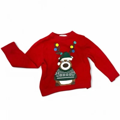 Suéter H&M Navidad Reno Feo Vacaciones 2T Rojo Festivo Foto 1 de 3