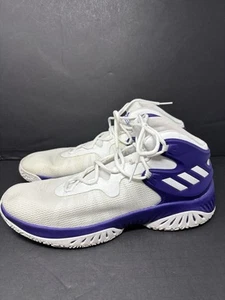 Adidas Men's Explosive Bounce Basketball Shoe CQ1577 White Purple Size 13.5 - Picture 1 of 8