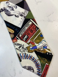 VINTAGE Nicole Miller Tie 58x3.5" 1991 Multicolor Silk Chicago Baseball - Picture 1 of 12