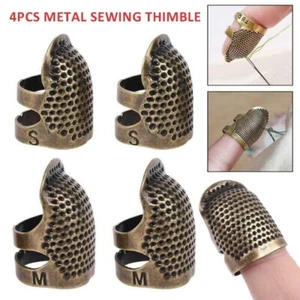 4pcs Best Design Adjustable Sewing Finger Protector Retro Metal Copper Thimble - Picture 1 of 12