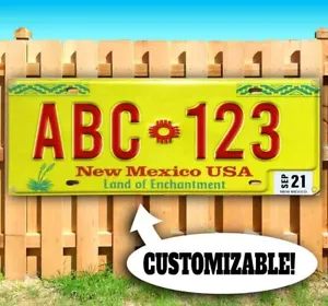 CUSTOMIZABLE NEW MEXICO LICENSE PLATE Advertising Vinyl Banner Flag Sign USA - Picture 1 of 6