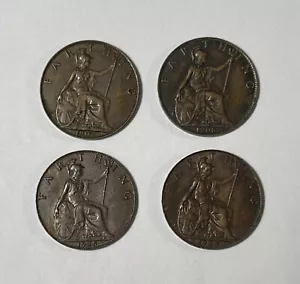 Great Britain 1907, 1908, 1923 & 1925 Farthings (#2196) Higher grades - Picture 1 of 2