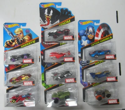 批量 10 件 2014 风火轮漫威角色汽车蜘蛛侠毒液钢铁侠... — 第 1/4 张图片