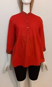 NITYA CHEMISIER MANCHES 3/4 EN COTON COLORIS FRAISE TAILLE S - Picture 1 of 12