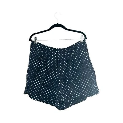 Shorts RALPH LAUREN LAUREN bolinhas branco marinho seda cintura alta tamanho 12 - Imagem 1 de 4