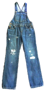 Old Navy Distressed Blue Denim Cotton Bib Overalls Girls Size XXL (16) - Picture 1 of 10