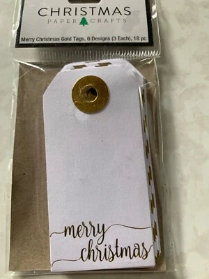 ETIQUETAS DORADAS FELIZ NAVIDAD PAPEL MANUALIDADES 6 DISEÑOS/3 CADA UNO EN TOTAL 18 PIEZAS Foto 1 de 2