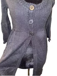 Maglione cardigan Art & Soul donna babydoll nero manica lunga bottoni - Foto 1 di 7