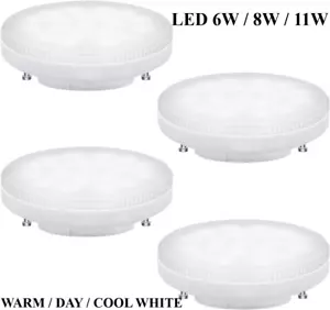 PACK OF 4 LED 6W/8W/11W GX53 Bulbs Light  Tablet Replacement CFL  DAY/COOL/WARM - Picture 1 of 16