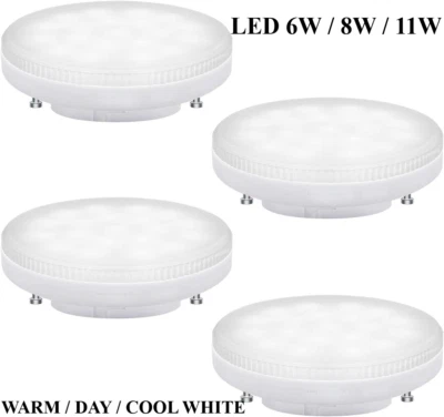PACK OF 4 LED 6W/8W/11W GX53 Bulbs Light  Tablet Replacement CFL  DAY/COOL/WARM - Image 1 of 4