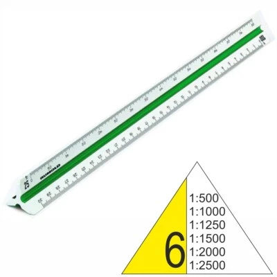 RUMOLD Dreikantmaßstab 150/6/DIN Kunststoff 30cm weiß Vermessung 6 1:500 - 1:250