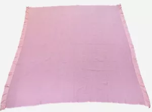 Vintage 90s Ralph Lauren PINK Satin Edge Trim Waffle Weave Blanket 85 x 83 Throw - Picture 1 of 20